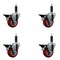 Service Caster 3.5'' Red Poly Swivel 1'' Expanding Stem Caster Set with Brake, 4PK SCC-EX20S3514-PPUB-RED-PLB-1-4 - alternate 1